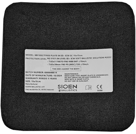Restac Ballistic Hard Plate NIJ III+ ICW SC 15x15cm