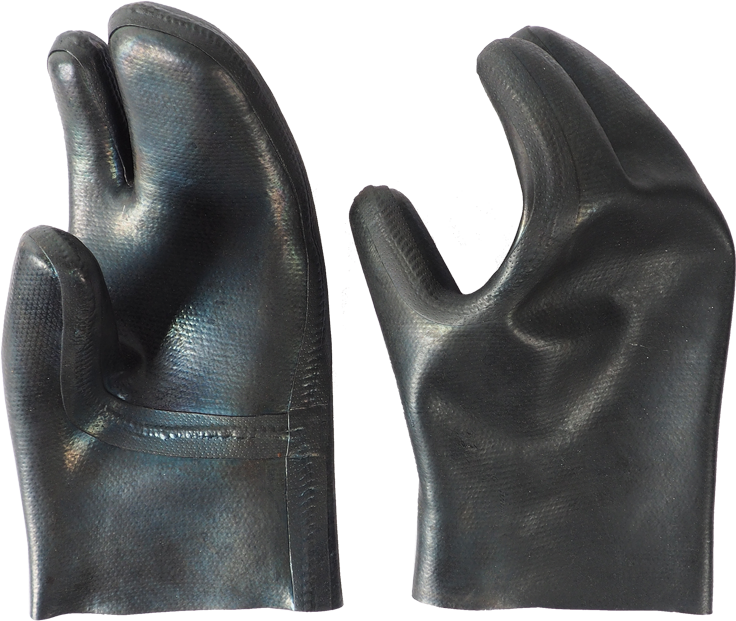 3-finger rubber mitts