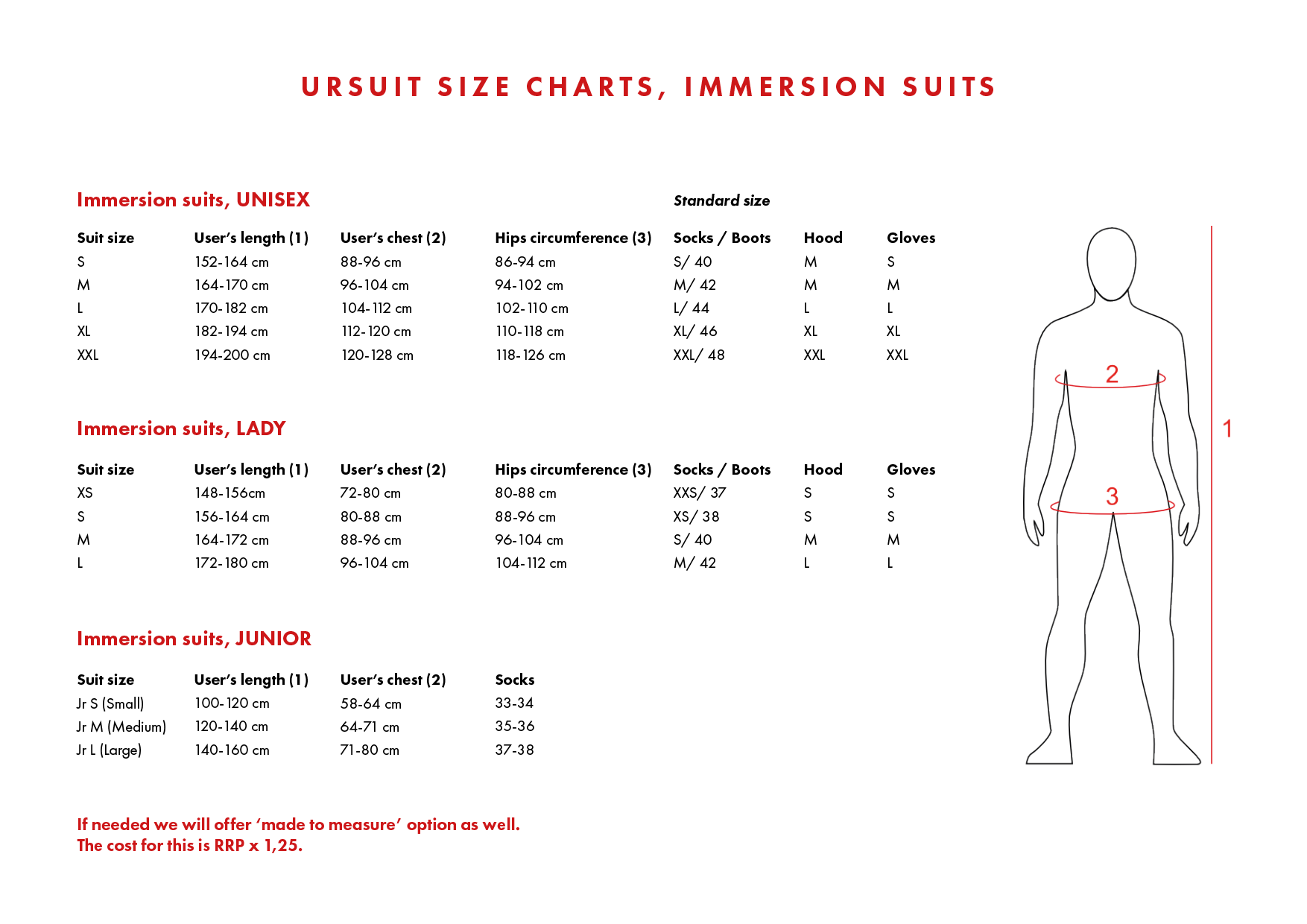 Ursuit Size Chart