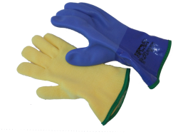 Gloves 5-finger PVC blue, incl. liner gloves